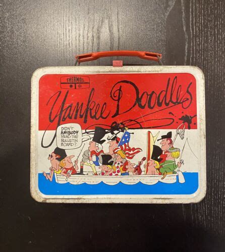 yankee foodle.metal lunch box|Vintage 1975 YANKEE DOODLE Metal Lunch Box with Thermos .